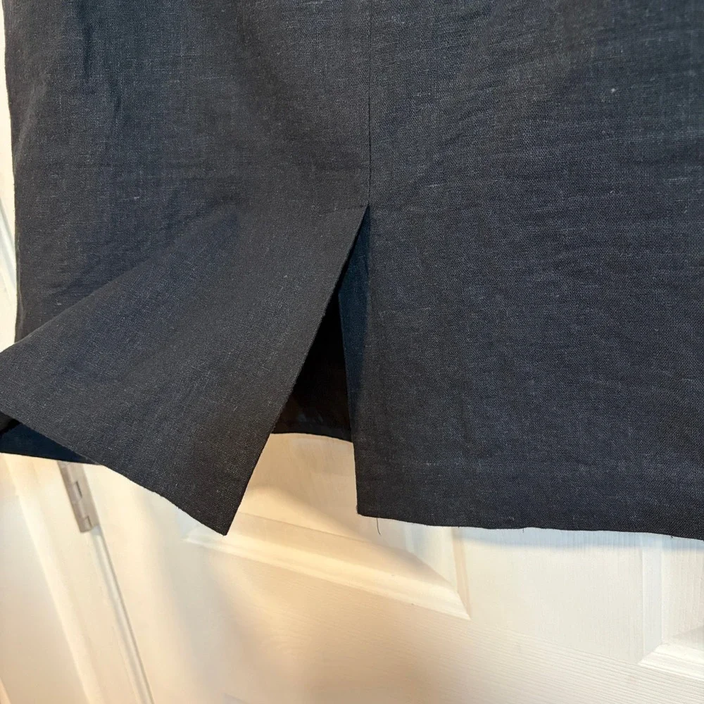 Chadwicks of Boston Black Linen Blend Pencil Skirt 16 Tall Lined Timeless Office - Picture 4 of 9